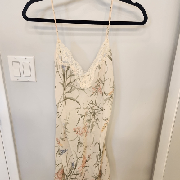 Vintage 90s Floral Lace Trim Slip Dress Size Small - Picture 1 of 5